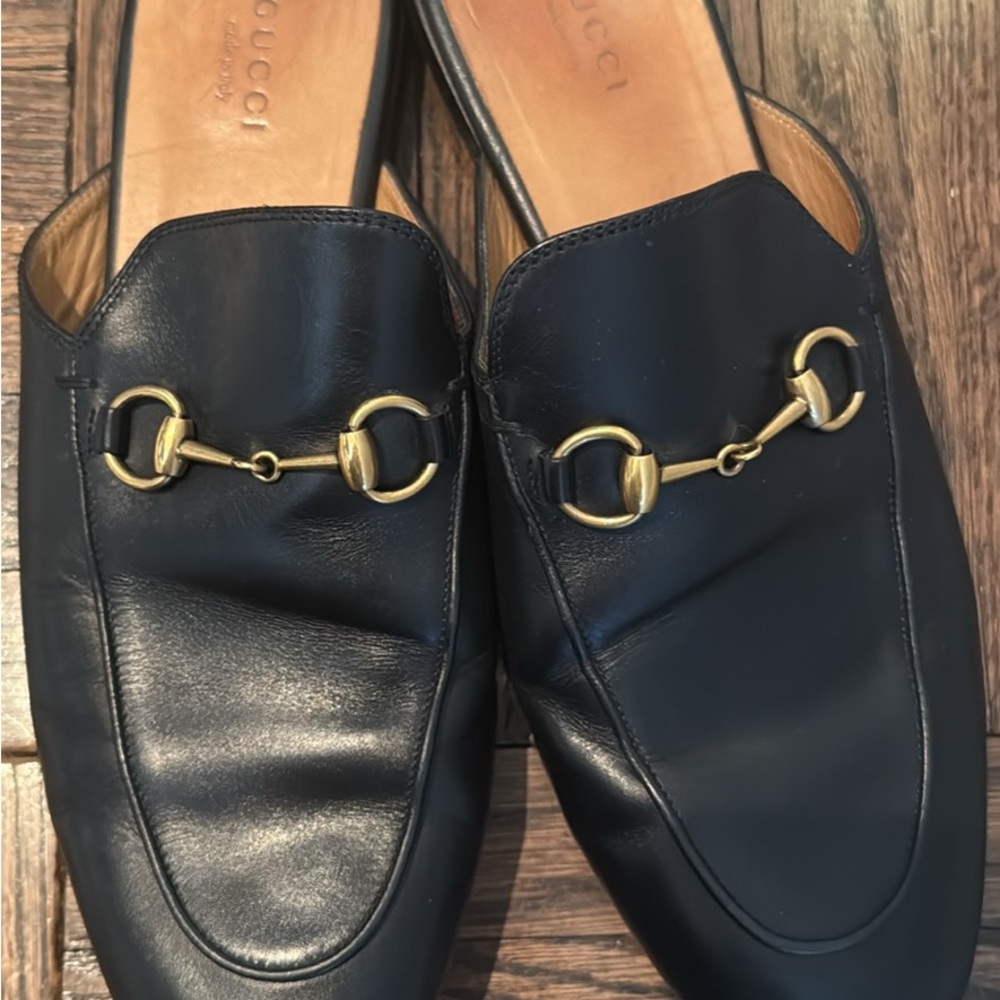 Gucci Black Leather Princetown Leather Mules 39.5